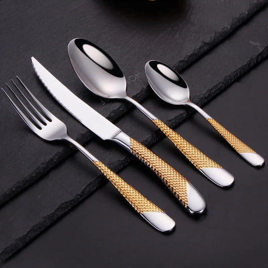 Kitchen Tableware Cutlery Set Gold