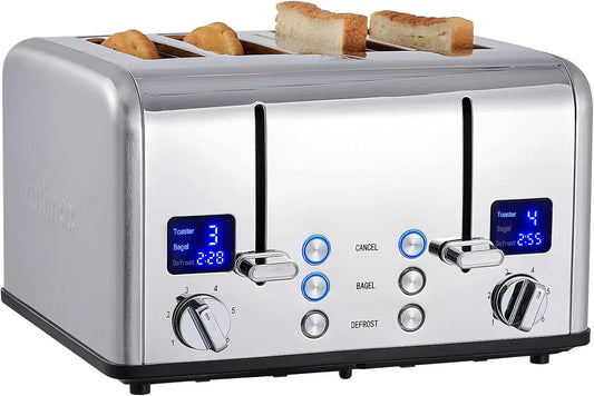 4 Slice Toaster, Extra Wide Slots, Dual Control Panels