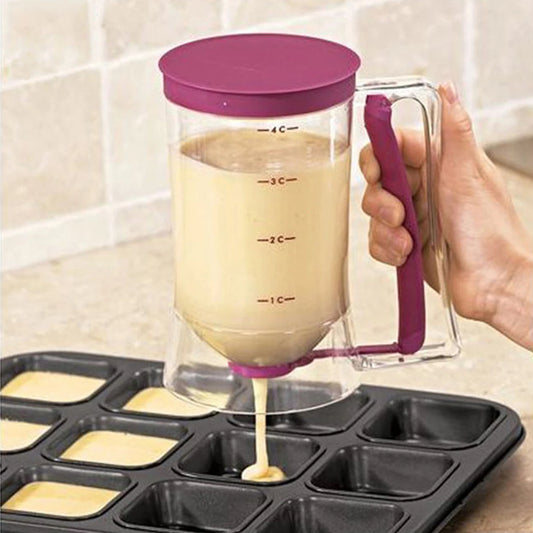 Pancake Dispenser with Measuring Label and Squeeze Handle