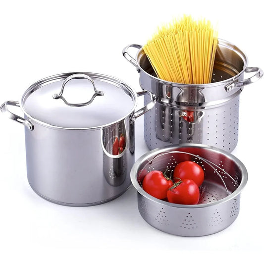 Pasta Pot 12Quart Stock Pot Multi-pots Strainer