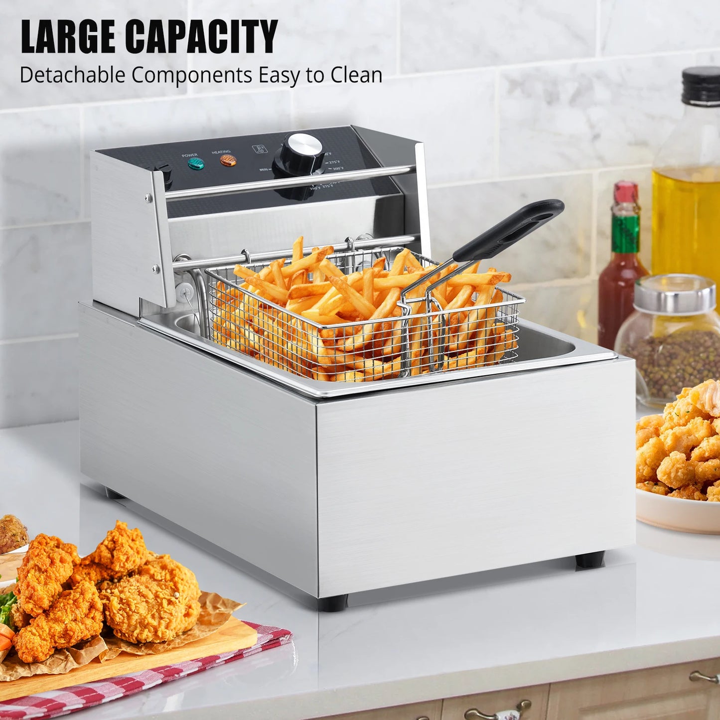6L/10L/12L  Electric Countertop  Deep Fryer with Basket & Lid