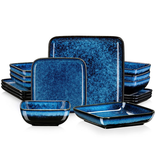 16 Piece Square Ceramic Dinnerware Set for 4