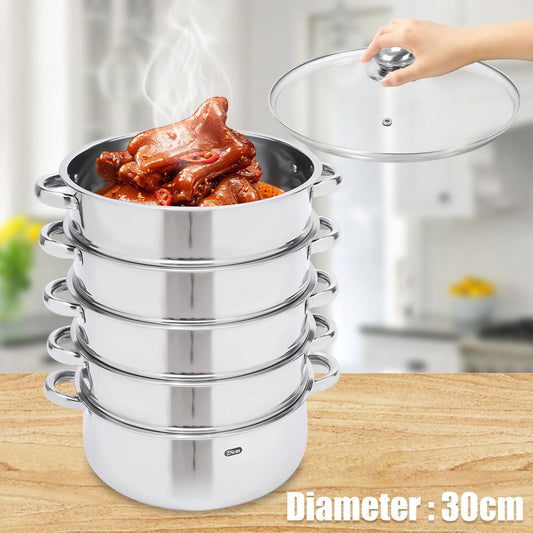 30cm  5 Tier  Steamer Pot Food-Grade Stainless Steel