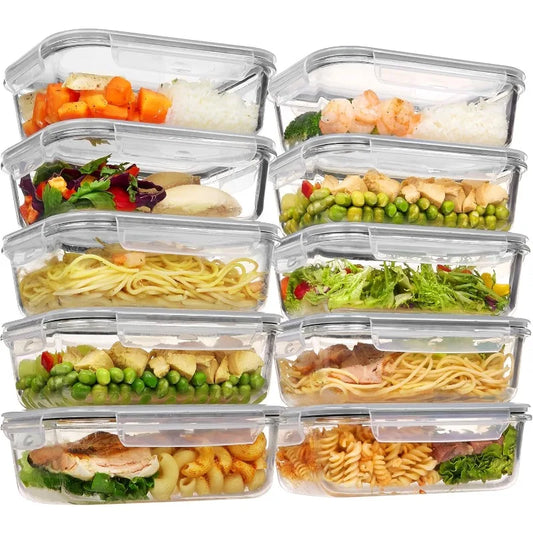 Glass Containers -10-Pack 35oz - Snap Lock Lids