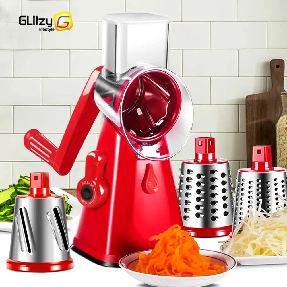 Manual Rotary Cheese Grater Cutter Slicer Chopper Spiralizer