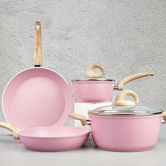 Non Stick, Ceramic Cookware Set with Granite Pattern