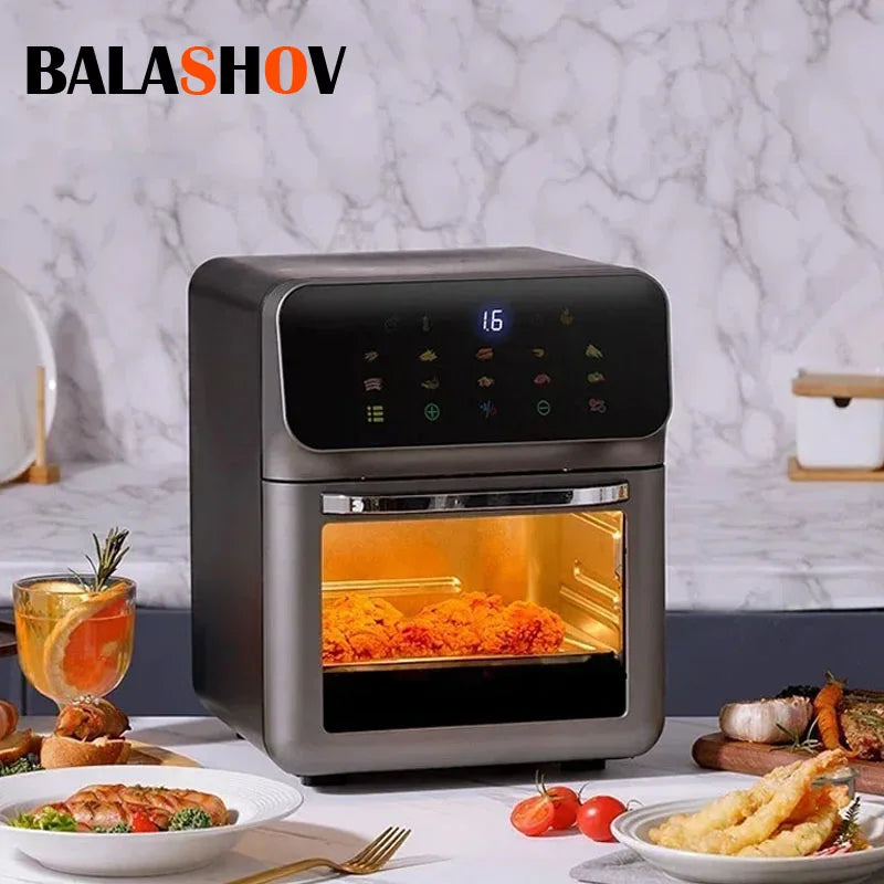 12L Electric Air Fryer Large Capacity Convection Oven Deep Fryer Without Oil Kitchen 360°Baking Viewable Window Home Appliance