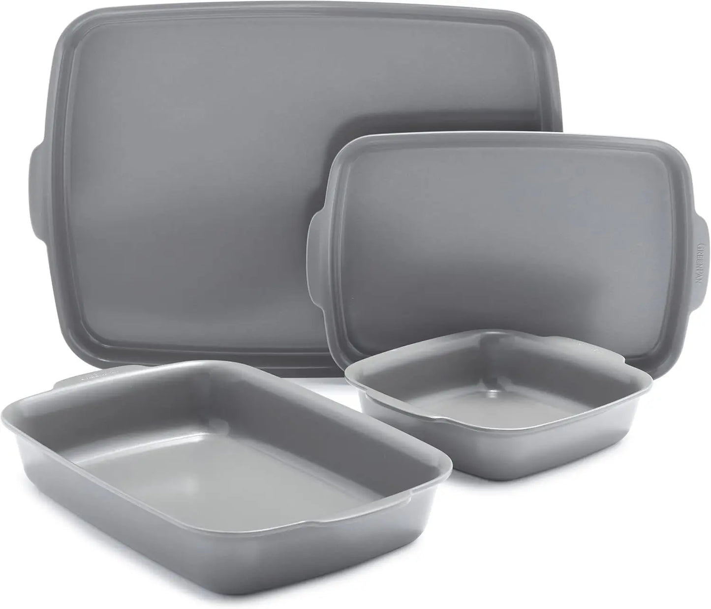 Healthy Ceramic Nonstick 4-Piece Warp-Free Bakeware Set, Rectangular and Square