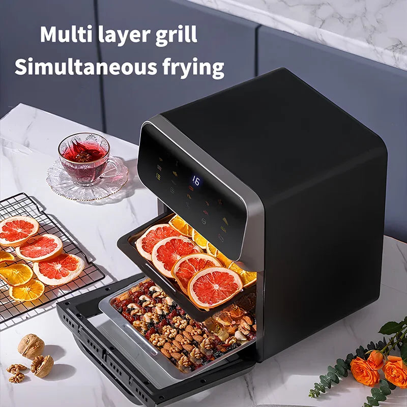 12L Electric Air Fryer Large Capacity Convection Oven Deep Fryer Without Oil Kitchen 360°Baking Viewable Window Home Appliance